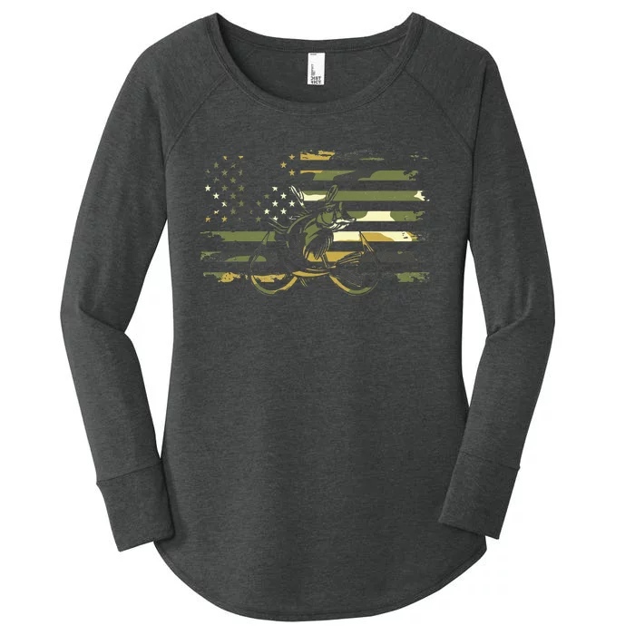 American Flag Camouflage Fishing Apparel Fishing Women's Perfect Tri Tunic Long Sleeve Shirt