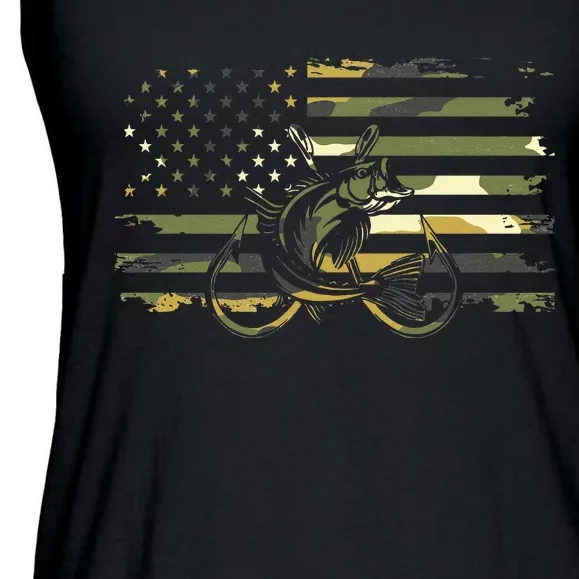 American Flag Camouflage Fishing Apparel Fishing Ladies Essential Flowy Tank