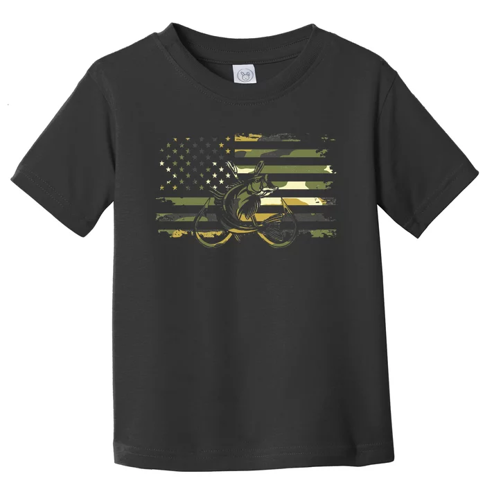 American Flag Camouflage Fishing Apparel Fishing Toddler T-Shirt