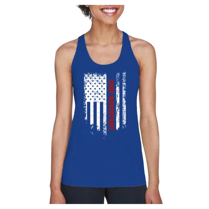 American Flag Chef Assistant Cool Gift Women's Racerback Tank