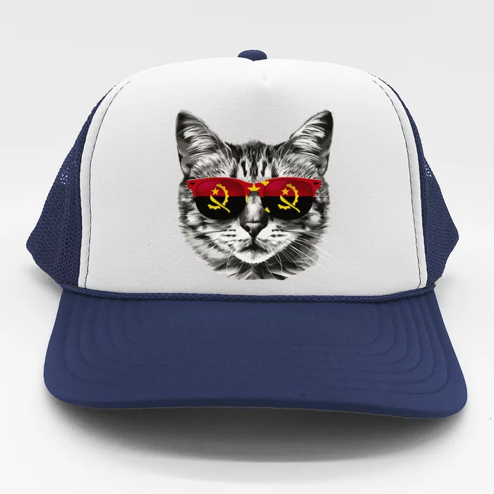 Angolan Flag Cat Owner Souvenirs Products Kitten Angola Trucker Hat