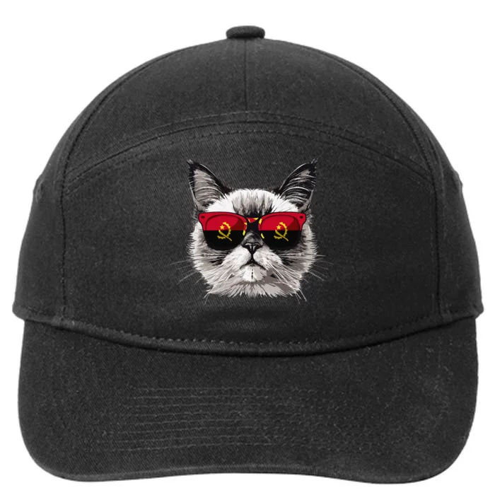 Angola Flag Cat Mom Souvenirs Products Kitten Angolan 7-Panel Snapback Hat