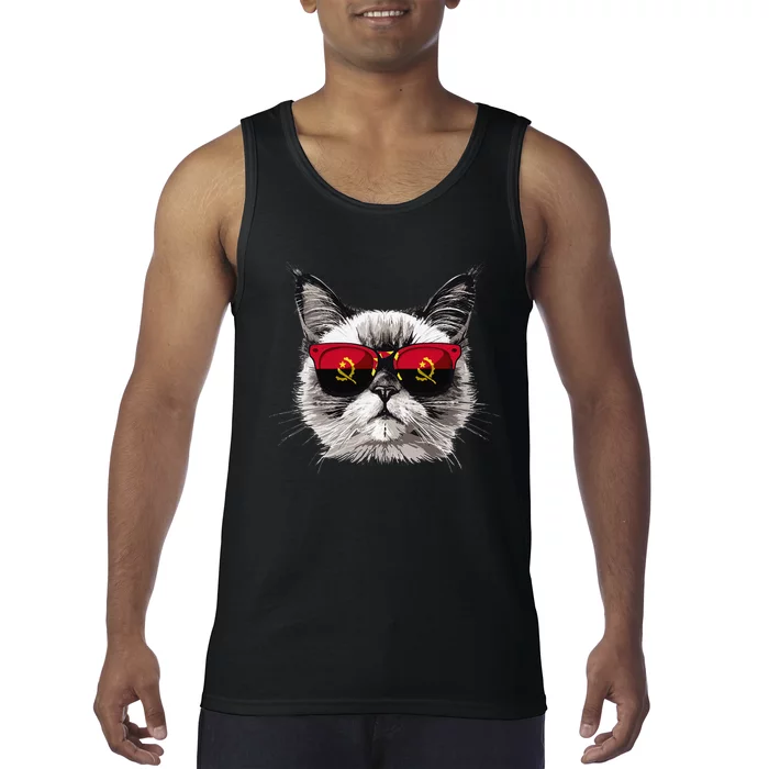 Angola Flag Cat Mom Souvenirs Products Kitten Angolan Tank Top