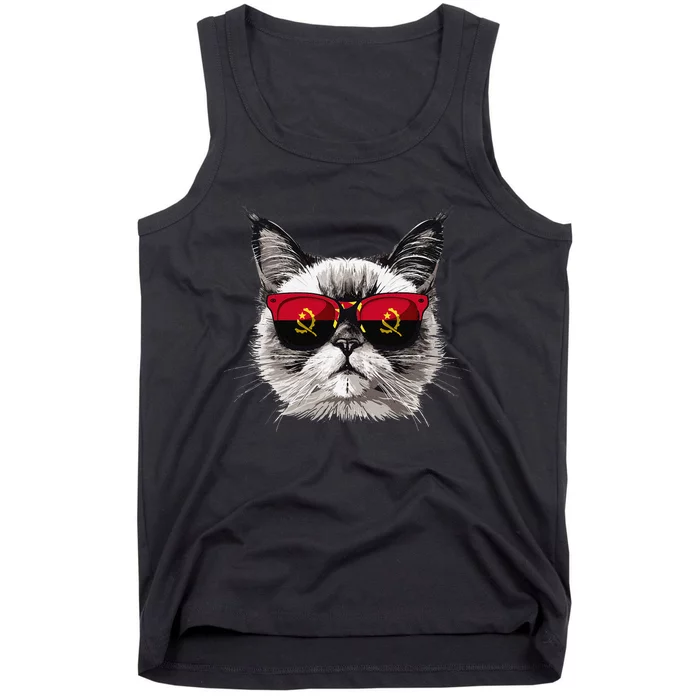 Angola Flag Cat Mom Souvenirs Products Kitten Angolan Tank Top