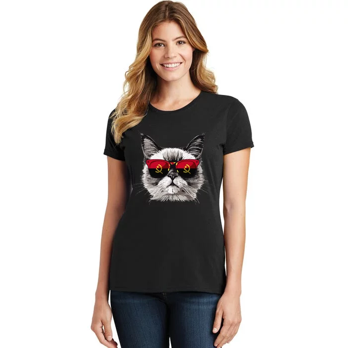 Angola Flag Cat Mom Souvenirs Products Kitten Angolan Women's T-Shirt