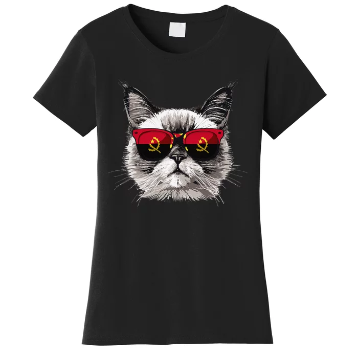 Angola Flag Cat Mom Souvenirs Products Kitten Angolan Women's T-Shirt