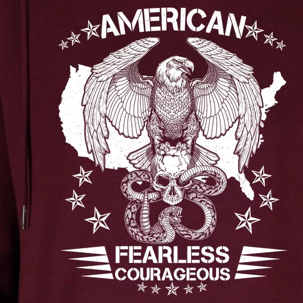 American Fearless Courageous Eagle Snake Womens Funnel Neck Pullover Hood