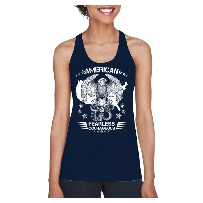 American Fearless Courageous Eagle Snake Women's Racerback Tank