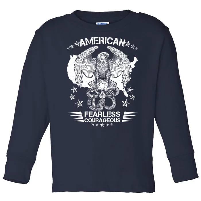 American Fearless Courageous Eagle Snake Toddler Long Sleeve Shirt