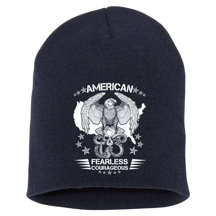 American Fearless Courageous Eagle Snake Short Acrylic Beanie