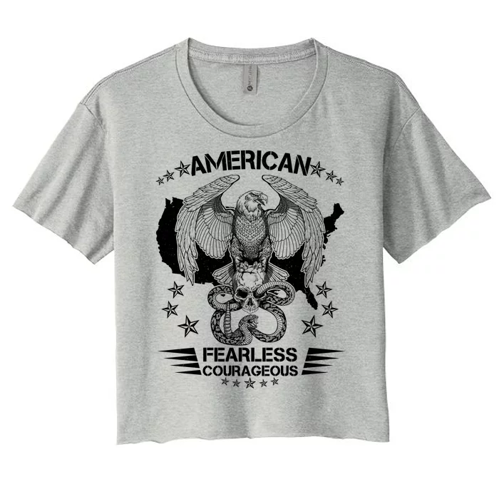 American Fearless Courageous Eagle Snake Women's Crop Top Tee