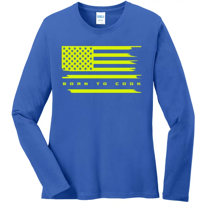 American Flag Cooking Chef Cook Cooking Gift Ladies Long Sleeve Shirt