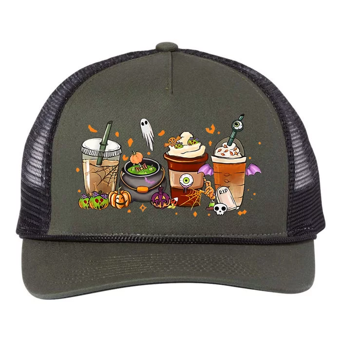 Autumn Fall Coffee Latte Cups Horrors And Ghost Halloween Days Meaningful Gift Retro Rope Trucker Hat Cap