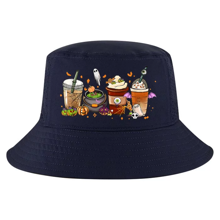 Autumn Fall Coffee Latte Cups Horrors And Ghost Halloween Days Meaningful Gift Cool Comfort Performance Bucket Hat