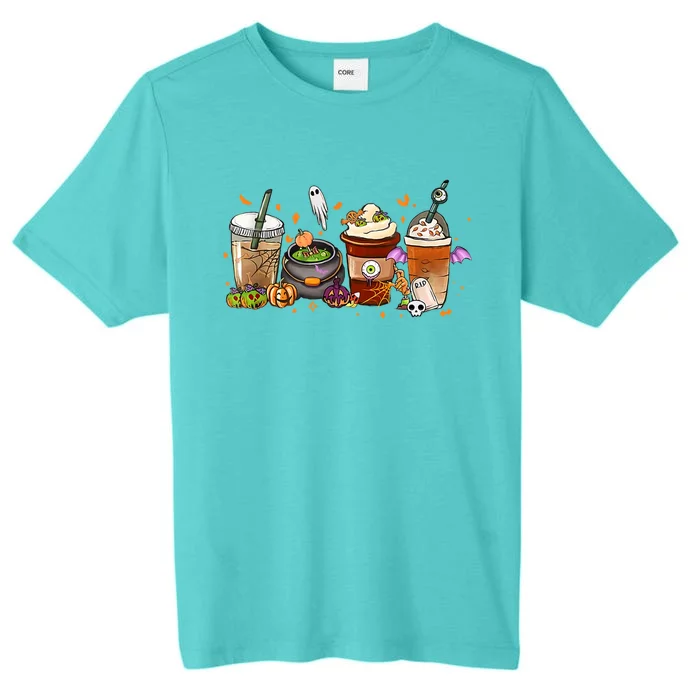 Autumn Fall Coffee Latte Cups Horrors And Ghost Halloween Days Meaningful Gift ChromaSoft Performance T-Shirt