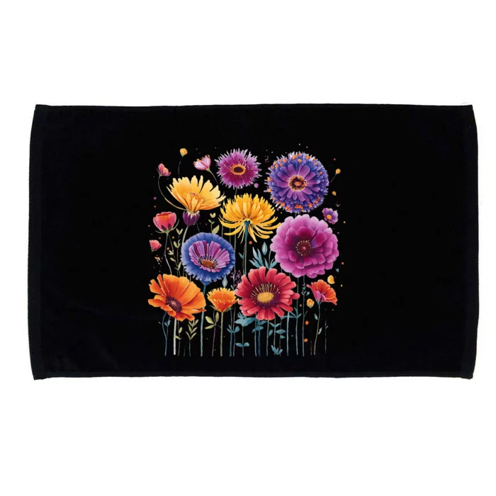 Aesthetic Flowers Collection Violet Flowers Vintage Floral Microfiber Hand Towel