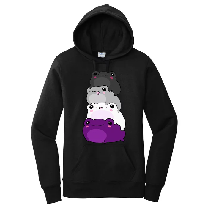 Asexual Flag Color Frog Subtle Queer Pride Lgbtq Aesthetic Women's Pullover Hoodie