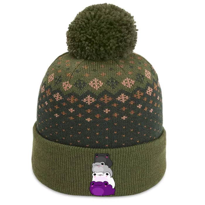 Asexual Flag Color Frog Subtle Queer Pride Lgbtq Aesthetic The Baniff Cuffed Pom Beanie