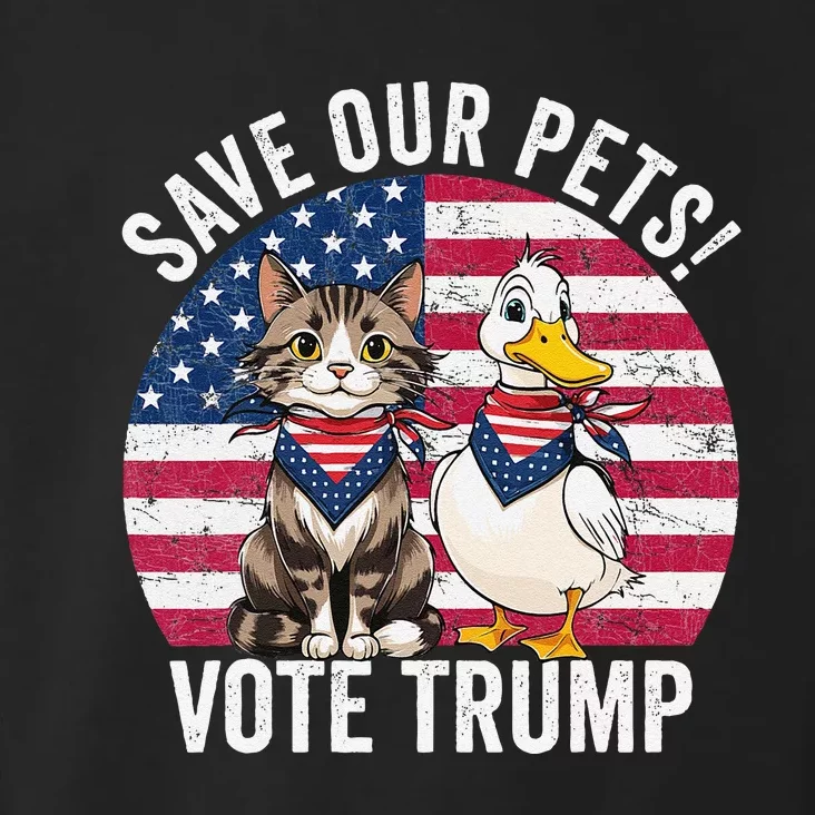 American Flag Cat & Duck Save Our Pets Vote For Trump 2024 Toddler Hoodie