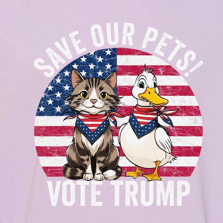 American Flag Cat & Duck Save Our Pets Vote For Trump 2024 Garment-Dyed Sweatshirt