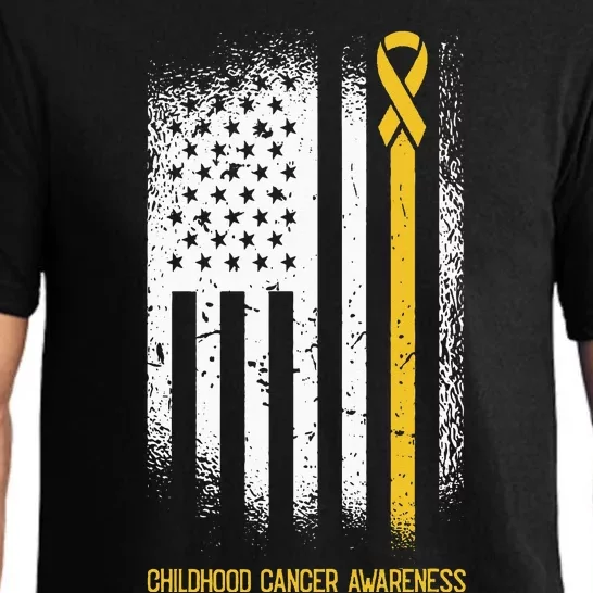 American Flag Childhood Cancer Awareness Ribbon Warrior Pajama Set