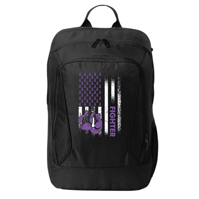 American Flag Cancer Fighter Cool Gift Pancreatic Cancer Warrior Gift City Backpack