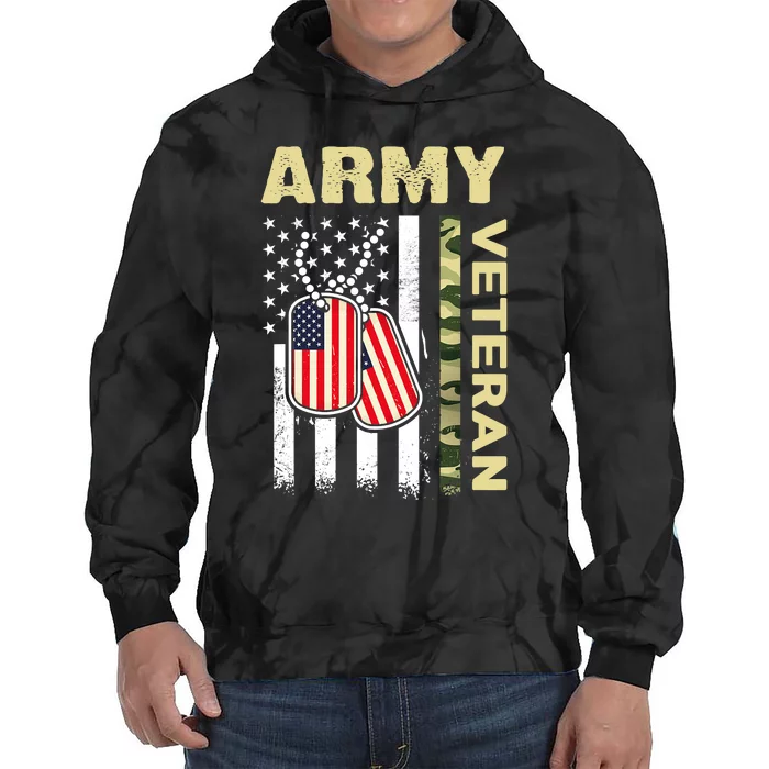 American Flag Camo Proud USA Army Veteran Tie Dye Hoodie