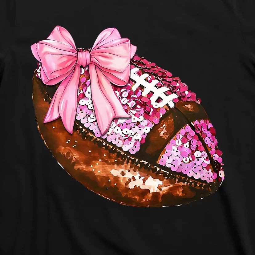 American Football Coquette Bow Autumn Thanksgiving Game Day T-Shirt