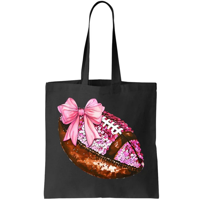 American Football Coquette Bow Autumn Thanksgiving Game Day Tote Bag