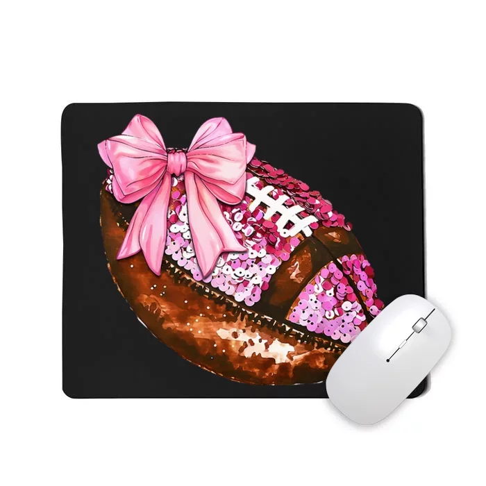 American Football Coquette Bow Autumn Thanksgiving Game Day Mousepad