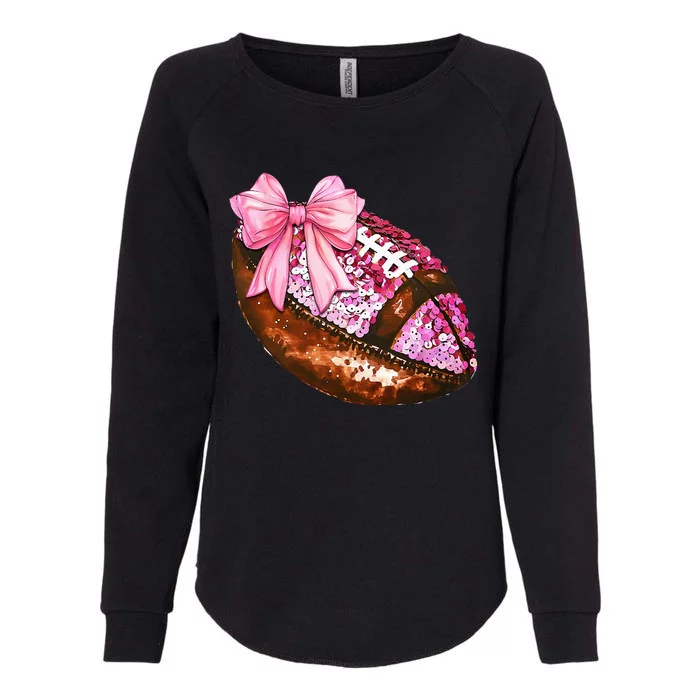 American Football Coquette Bow Autumn Thanksgiving Game Day Womens California Wash Sweatshirt