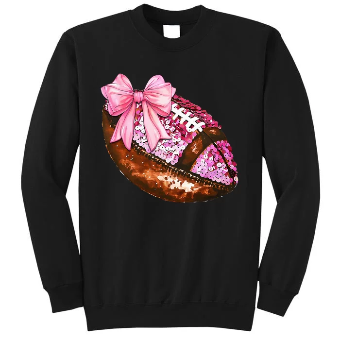 American Football Coquette Bow Autumn Thanksgiving Game Day Tall Sweatshirt