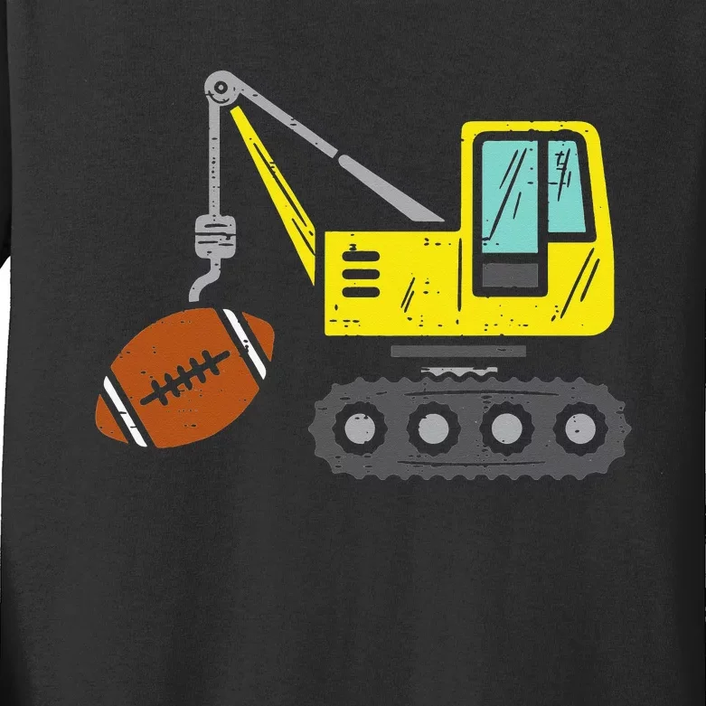 American Football Crane Construction Truck Kids Long Sleeve Shirt