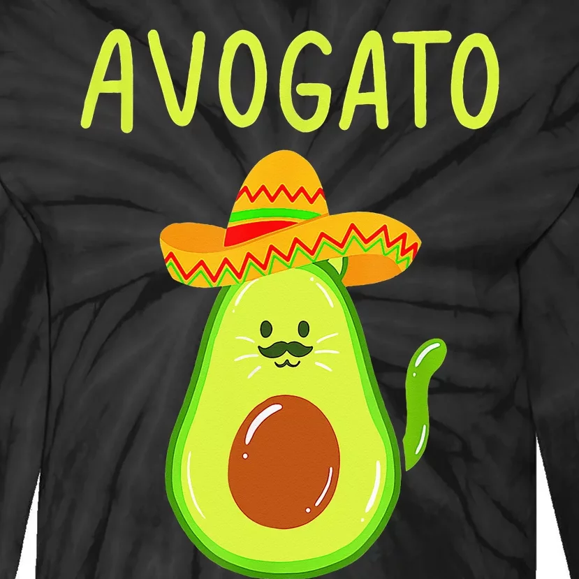 Avogato Funny Cat Avocado Cinco De Mayo Cat Lover Costume Tie-Dye Long Sleeve Shirt