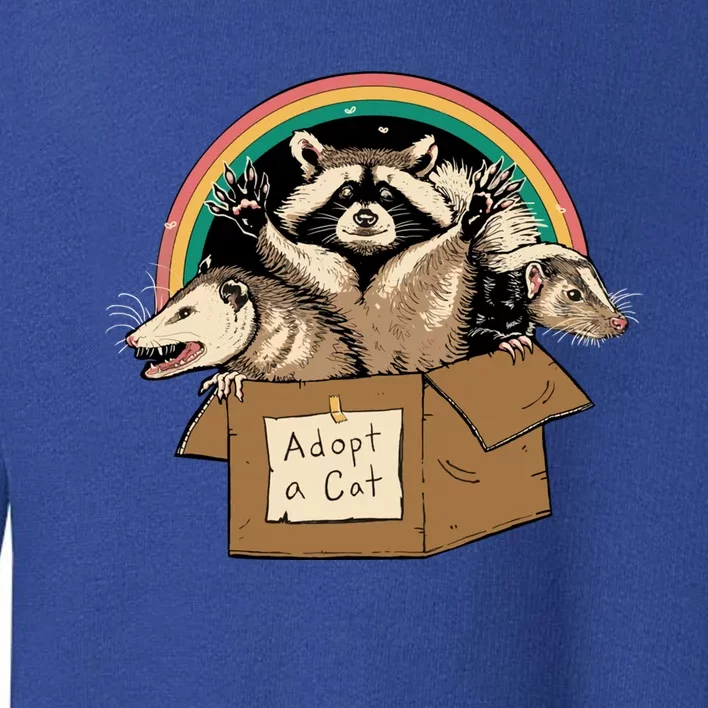 Adopt Forbidden Cats In Box Raccoon Skunks Possum Cat Lovers Gift Toddler Sweatshirt