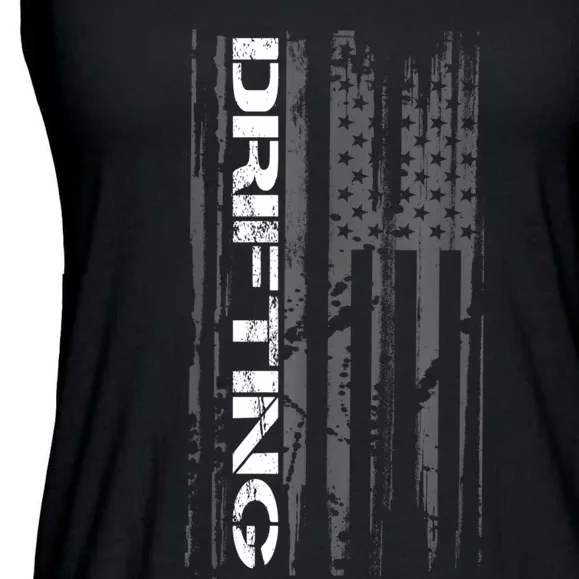 American Flag Car Racing Drifting Ladies Essential Flowy Tank