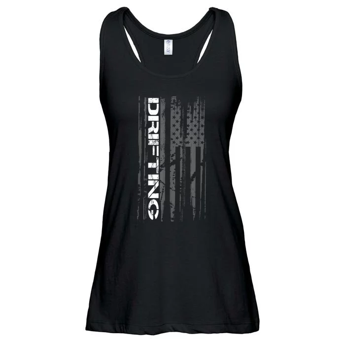 American Flag Car Racing Drifting Ladies Essential Flowy Tank