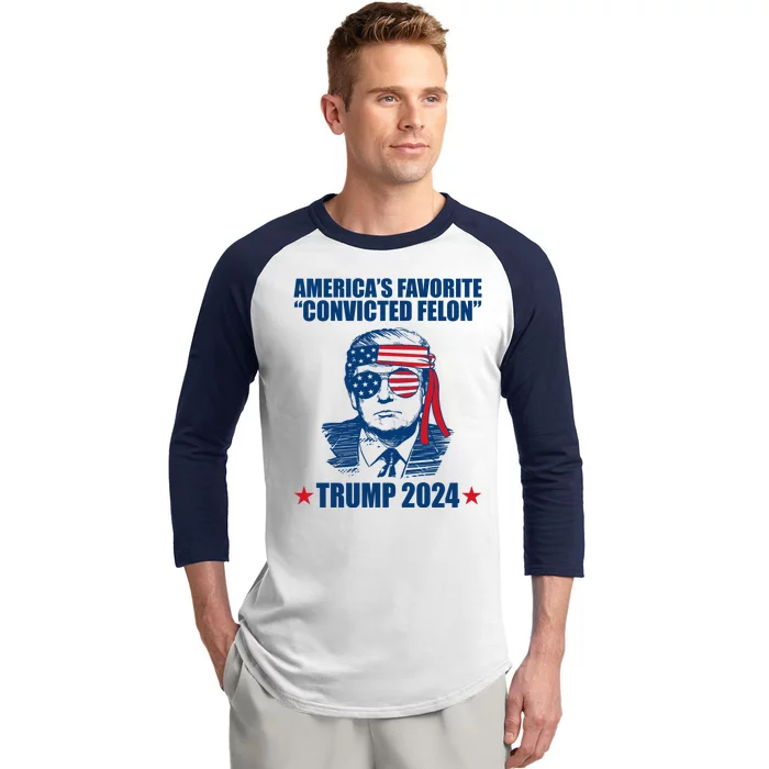 Americas Favorite Convicted Felon Trump 2024 Election Baseball Sleeve Shirt