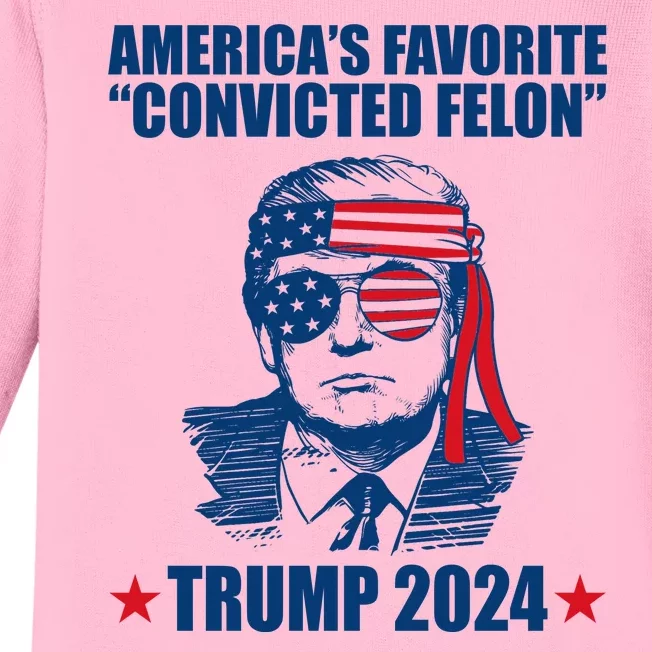 Americas Favorite Convicted Felon Trump 2024 Election Baby Long Sleeve Bodysuit