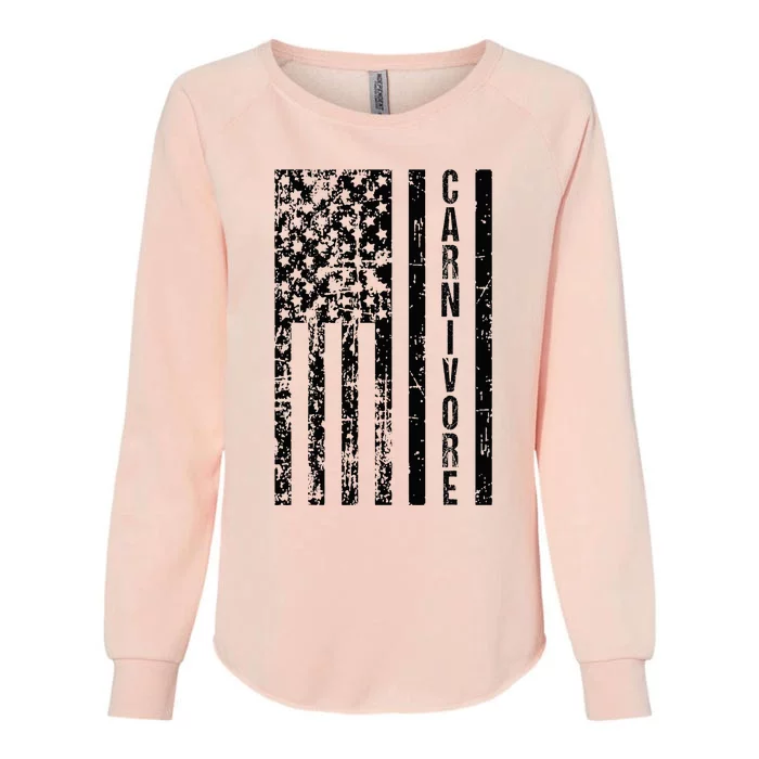 American Flag Carnivore Meat Eater Womens California Wash Sweatshirt