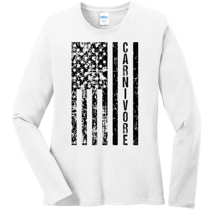 American Flag Carnivore Meat Eater Ladies Long Sleeve Shirt