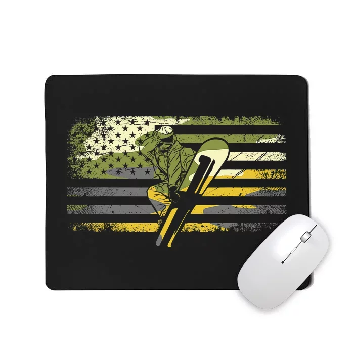 American Flag Camouflage Snowboarding Snowboarder Snowboard Mousepad