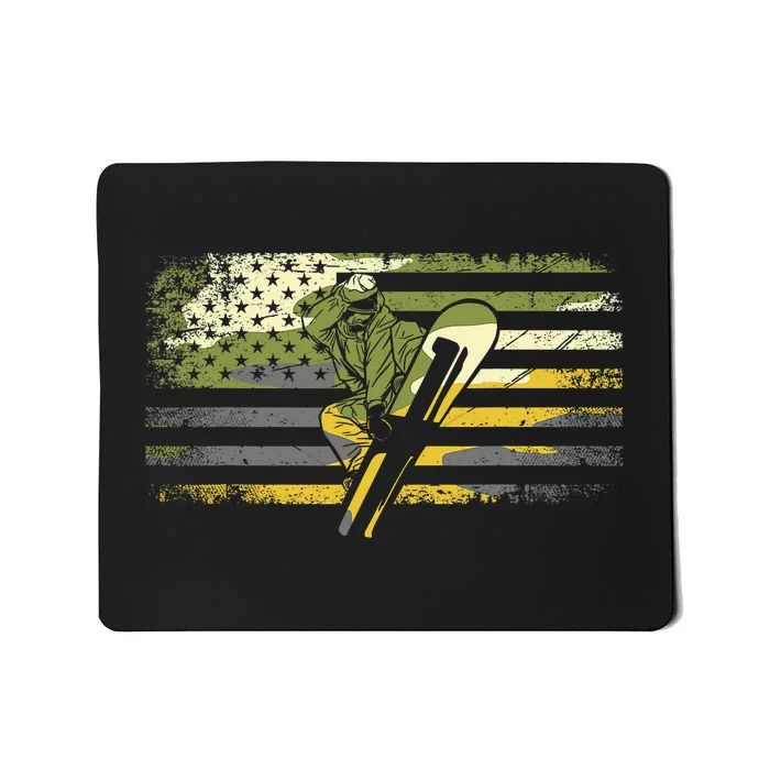 American Flag Camouflage Snowboarding Snowboarder Snowboard Mousepad