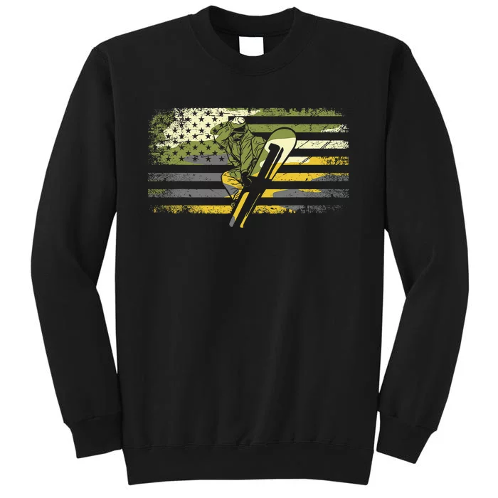 American Flag Camouflage Snowboarding Snowboarder Snowboard Tall Sweatshirt