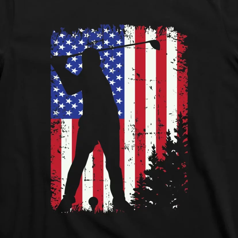 American Flag Cool Golfer Father's Day Gift For Dad T-Shirt