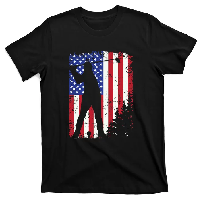 American Flag Cool Golfer Father's Day Gift For Dad T-Shirt