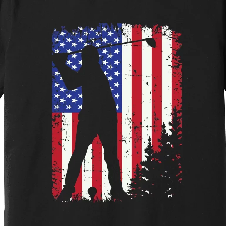 American Flag Cool Golfer Father's Day Gift For Dad Premium T-Shirt