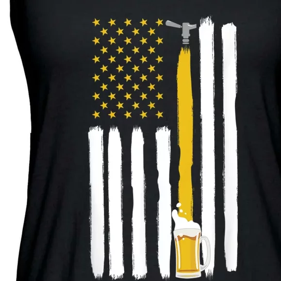 American Flag Craft Beer Brewery Oktoberfest Party Ladies Essential Flowy Tank