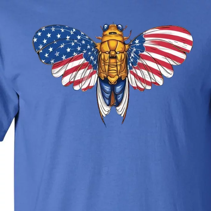 American Flag Cicada 4th Of July Entomologist Insect Bug Gift Tall T-Shirt