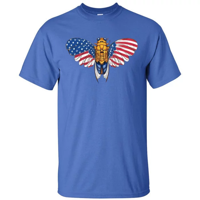 American Flag Cicada 4th Of July Entomologist Insect Bug Gift Tall T-Shirt